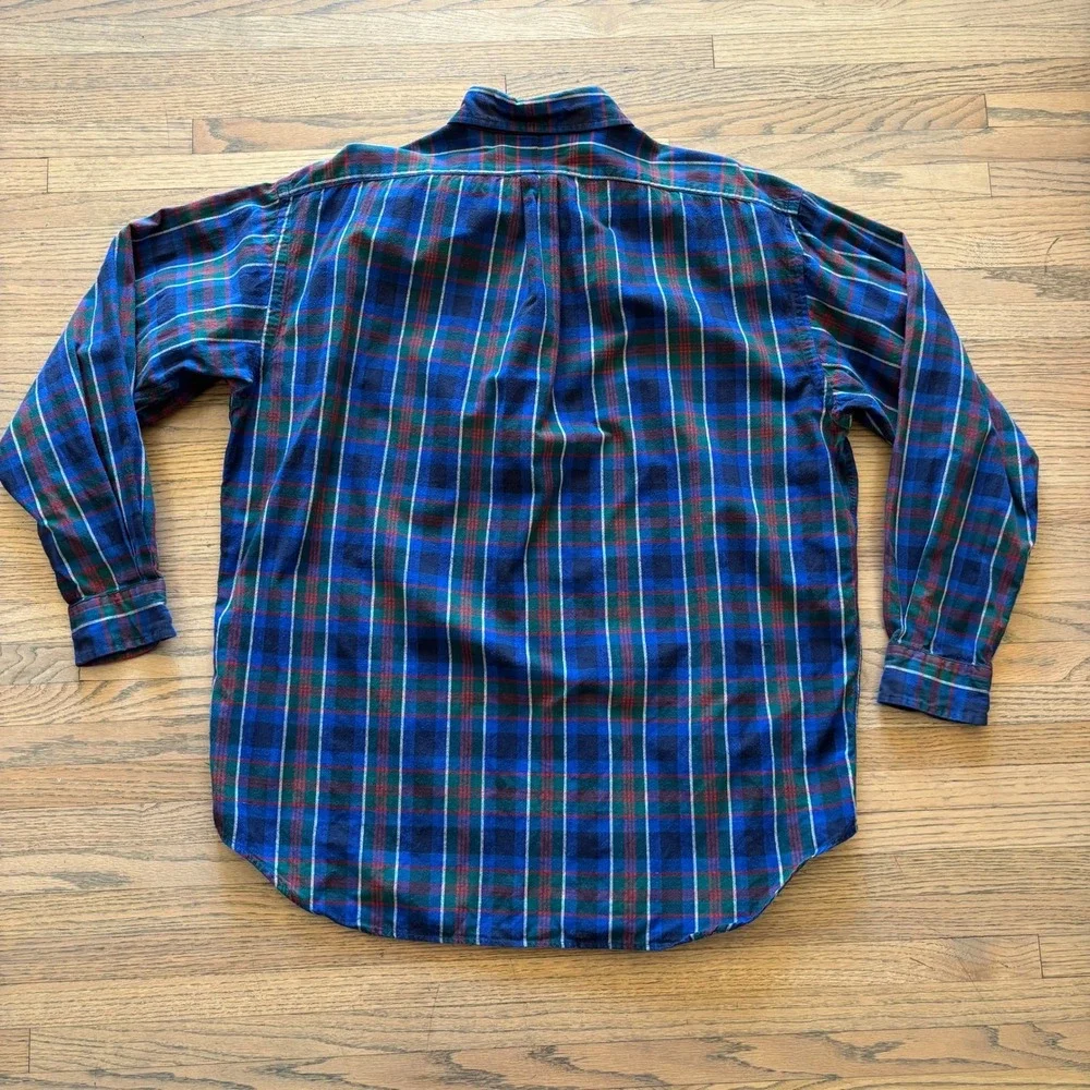 Ralph Lauren Blaire Mens Large Blue Green Red Plaid Button Down‎ Cotton Shirt